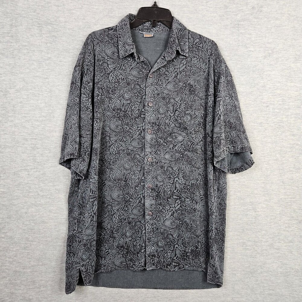 Tianello Men's Floral Button Up Short Sleeve Casual Shirt Sz L Made in USA